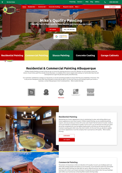 Mikes Quality Painting Website Mock-up