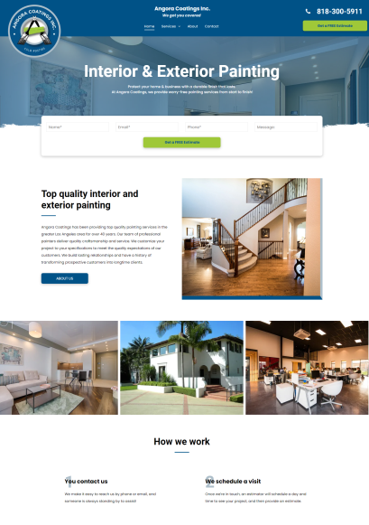 Angora Coatings website mockup