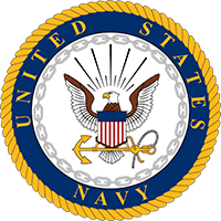 The official seal of the United States Navy featuring an eagle, shield, and anchor surrounded by a rope border.