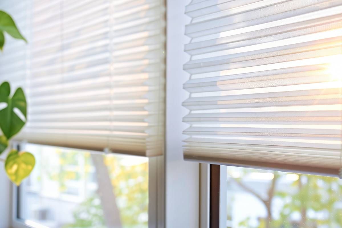 Cellular shades to help with temperature control at Schön Interiors near Braunfels, Texas