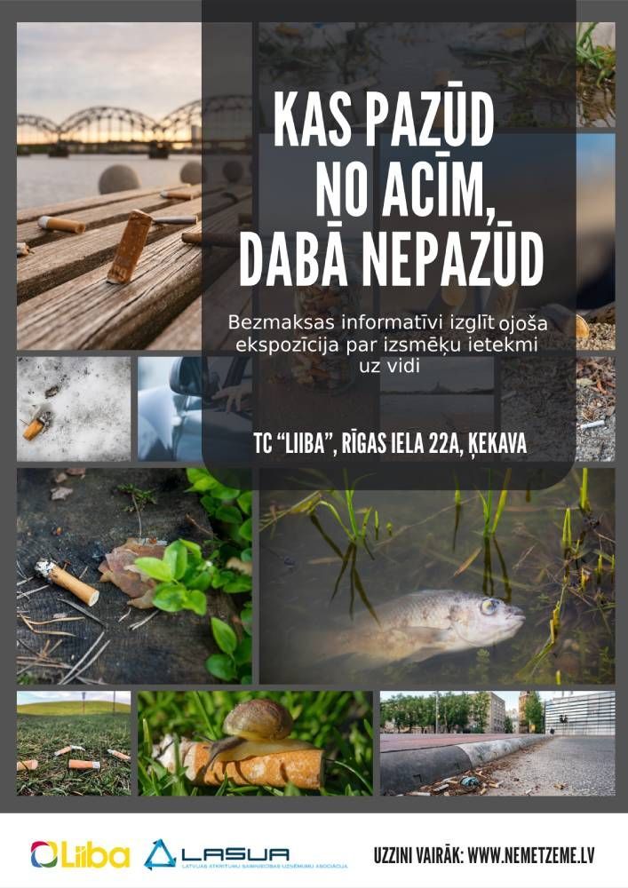 Izglītojošā ekspozīcijā TC “Liiba” skaidro cigarešu izsmēķu ietekmi uz vidi