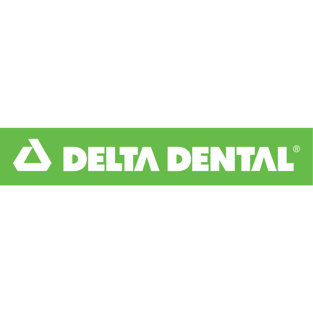 The delta dental logo is green and white on a white background.