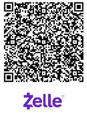 Zelle payment QR code with purple Zelle logo underneath