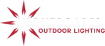 Red starburst logo with the words “OUTDOOR LIGHTING” in red text