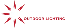 Red starburst logo with red text reading “OUTDOOR LIGHTING” on a white background