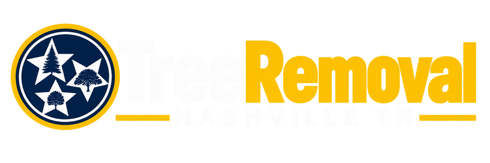Yellow “Removal” text with a blue circular star logo on a white background