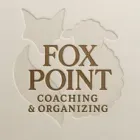 Fox Point Coaching & Organizing logo in brown on a light beige background, with a fox silhouette