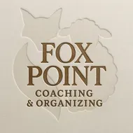 Fox Point Coaching & Organizing logo in brown on a light beige background, with a fox silhouette