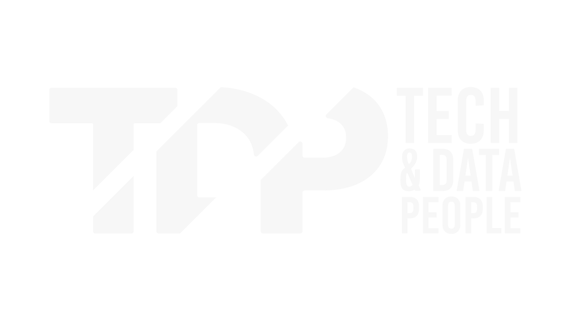 A white logo for top tech and data people on a white background.