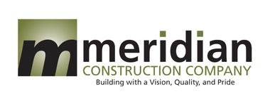 Meridian Construction Company logo with green and black text and a green square icon