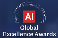 AI Global Excellence Awards logo with red AI icon and white text on a dark blue background