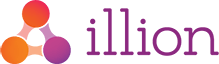 A colorful logo for a company called illion.