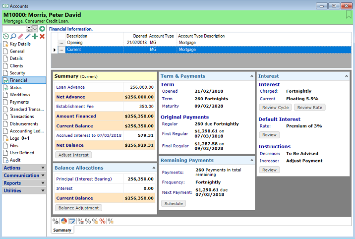finPOWER Connect - Fixed Term Floating Rate Account Module - Financial Screen finPOWER Connect - Fixed Term Floating Rate Account Module