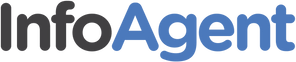 The word info agent is written in blue letters on a white background.