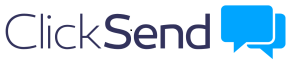 A logo for clicksend with a blue speech bubble
