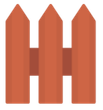 A wooden fence with three pickets on a white background.