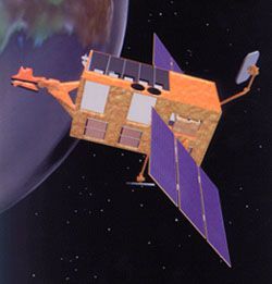 RXTE Rossi X-Ray Timing Explorer spacecraft in orbit — NASA GSFC mission supported by designAmerica ASIST