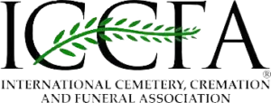 ICFA logo with green laurel branches and the words International Cemetery, Cremation and Funeral Association