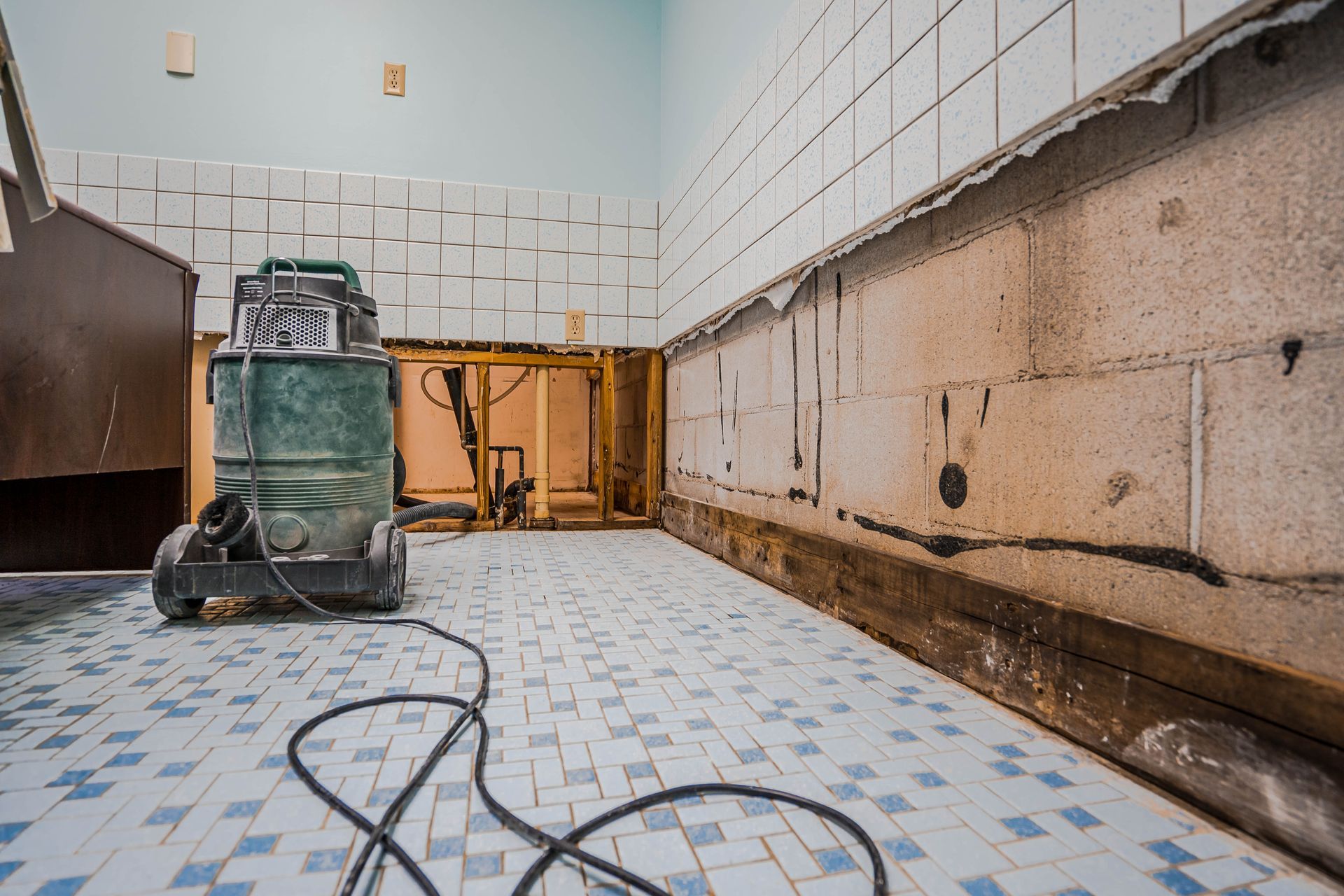Flood cut water damage.