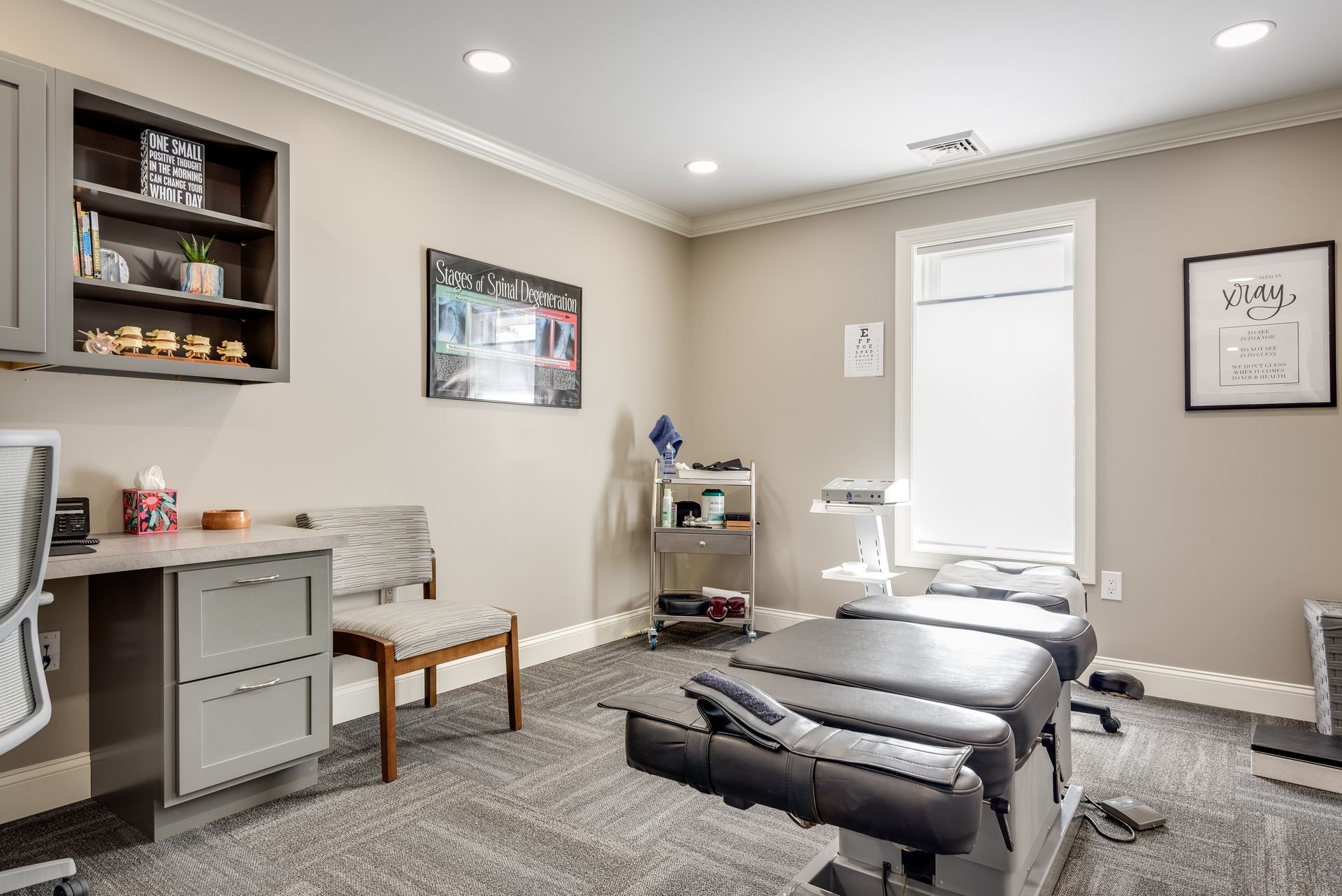 a room in Back 2 Health Chiropractic with chair and table at Tannersville Pennsylvania