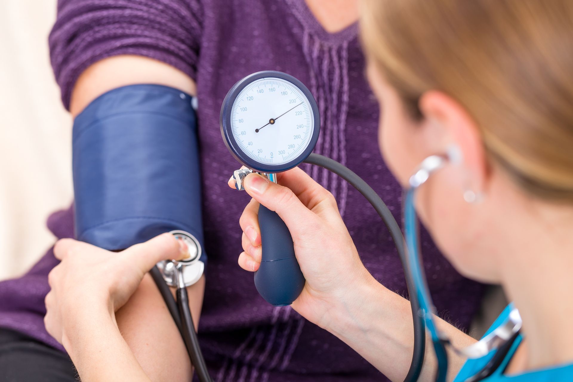 A blood pressure exam for a CDL Physical.
