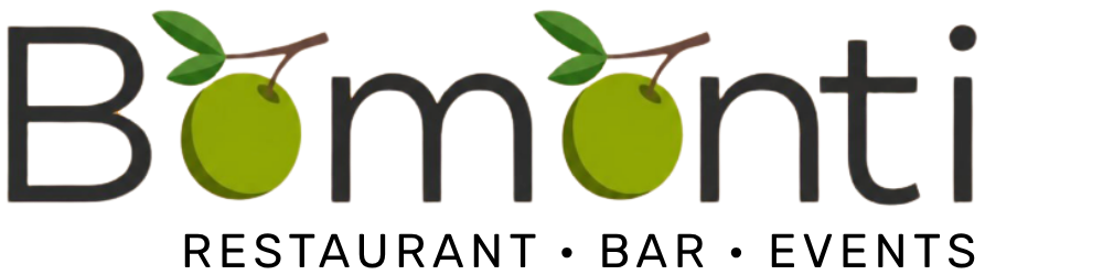 Logo des Restaurants und der Bar Bamorti mit stilisierten grünen Frucht-/Blatt-Symbolen und grauem Text