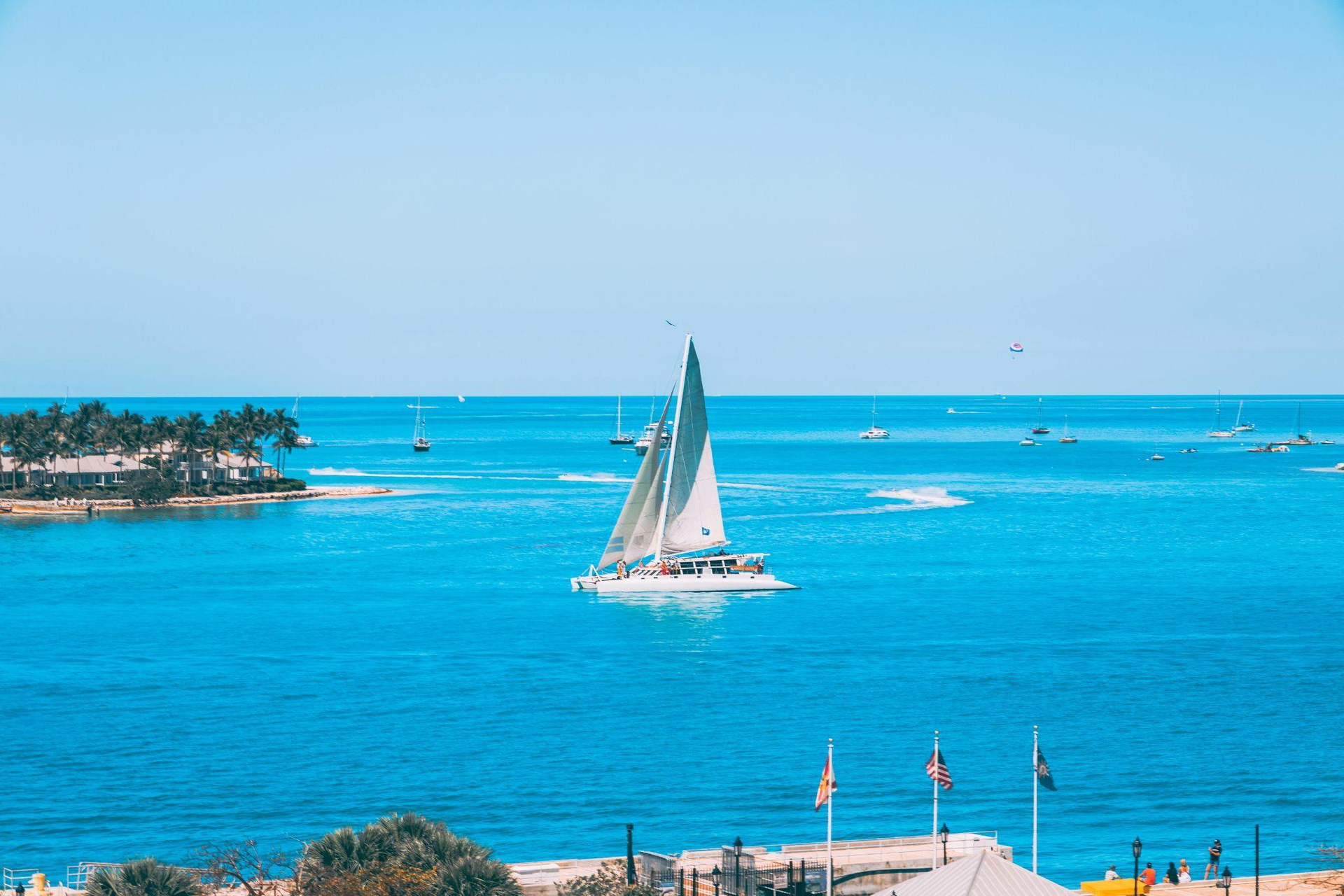 Yacht on clear blue water