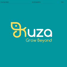 Logo with yellow leaf-like shape forming the letter 