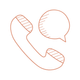 Un dessin au trait d'un téléphone avec une bulle de dialogue à côté.