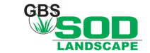 Logo for GBS Sod Landscape, green and black with grass illustration.