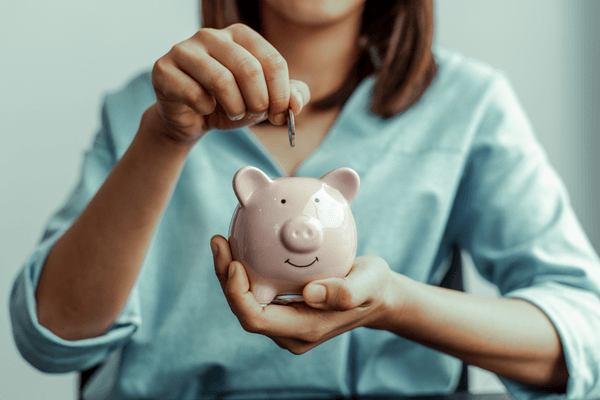 a woman saving money