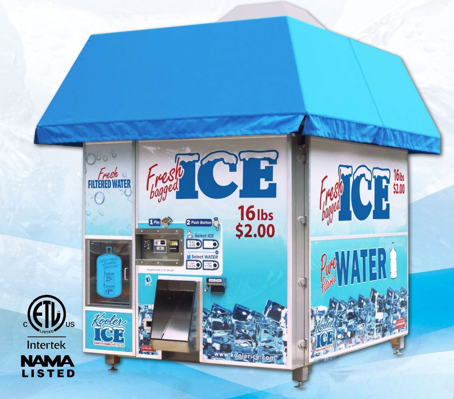 A machine that sells 16 lbs of ice for $ 2.00