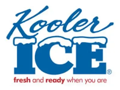 A logo for kooler ice fresh and ready when you are