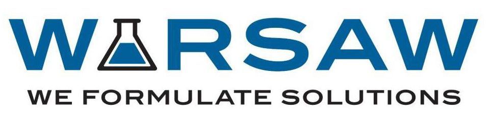 The logo for warsaw we formulate solutions is blue and black