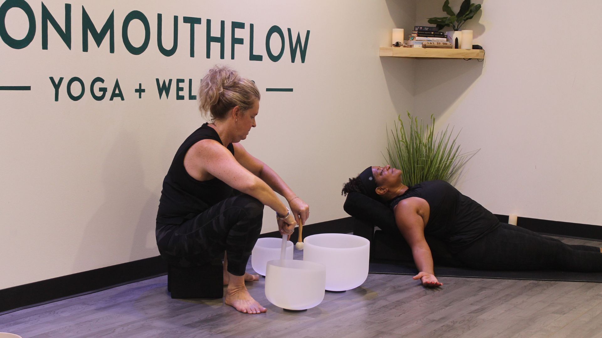Group Sculpt class with dumbbells at MonmouthFlow