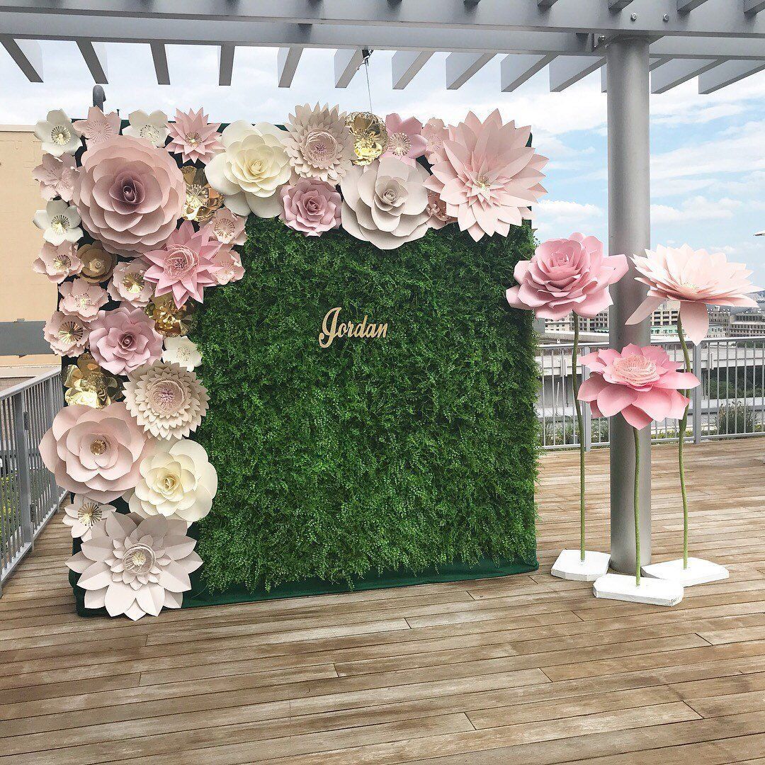 Green Wall With Flowers Stage