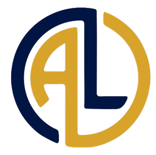 Stylized blue and gold AL logo with interlocking letters inside a circular design