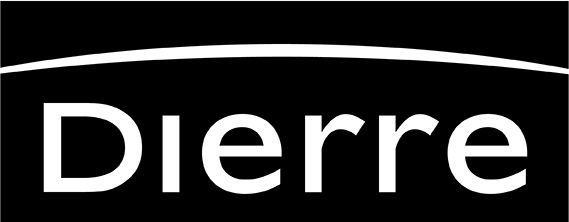 Logo bianco “Dierre” su sfondo nero con una linea bianca curva sopra.