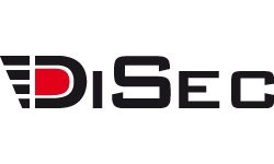 Logo DiSec con scritte stilizzate rosse e nere.