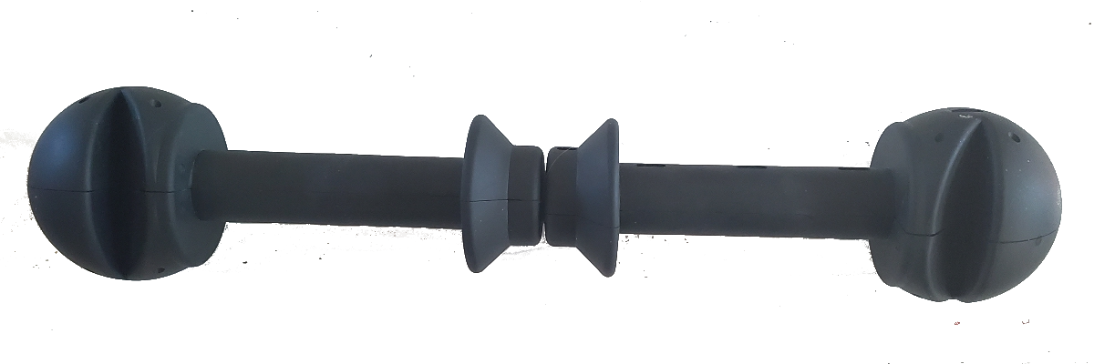 REZULTR Acupressure Therapy Foot Roller -  A black, barbell-shaped device with angled components in the middle.