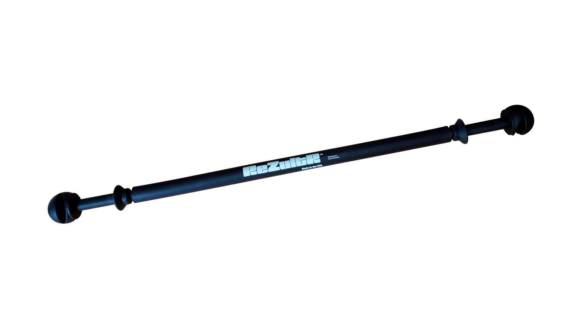 REZULTR Fitness & Therapy Stick - Black flex bar, spanning horizontally, with knobbed ends and a central logo.