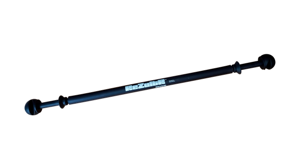 REZULTR Fitness & Therapy Stick - Black flex bar, spanning horizontally, with knobbed ends and a central logo.