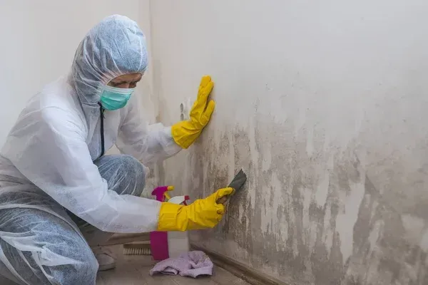 Eco Kauai Services crew cleaning a moldy wall