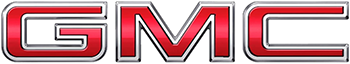 GMC logo in red and silver metallic letters on a white background