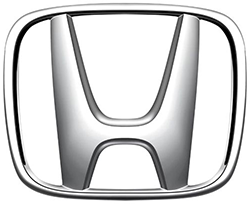 Honda logo in silver and black on a white background