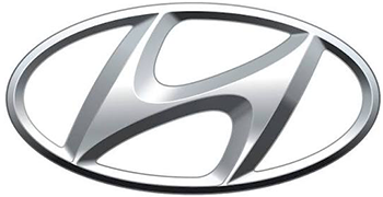 Silver Hyundai logo on a white background