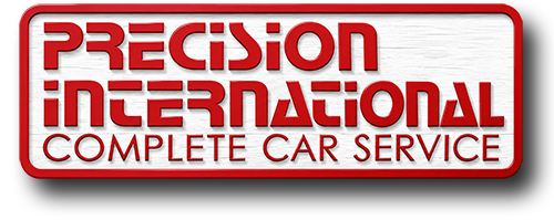 Precision International Complete Car Service logo in red and white