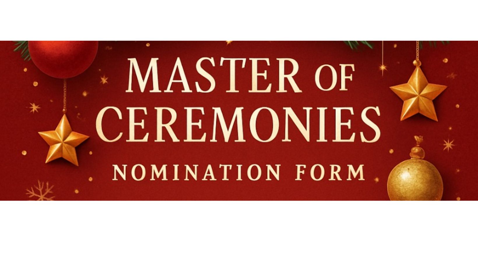 Christmas image for the Master of Ceremonies Nomination Form.