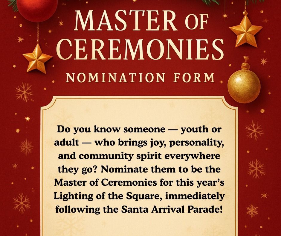 Master of Ceremonies Nomiantion form and a description of who should be nominated.