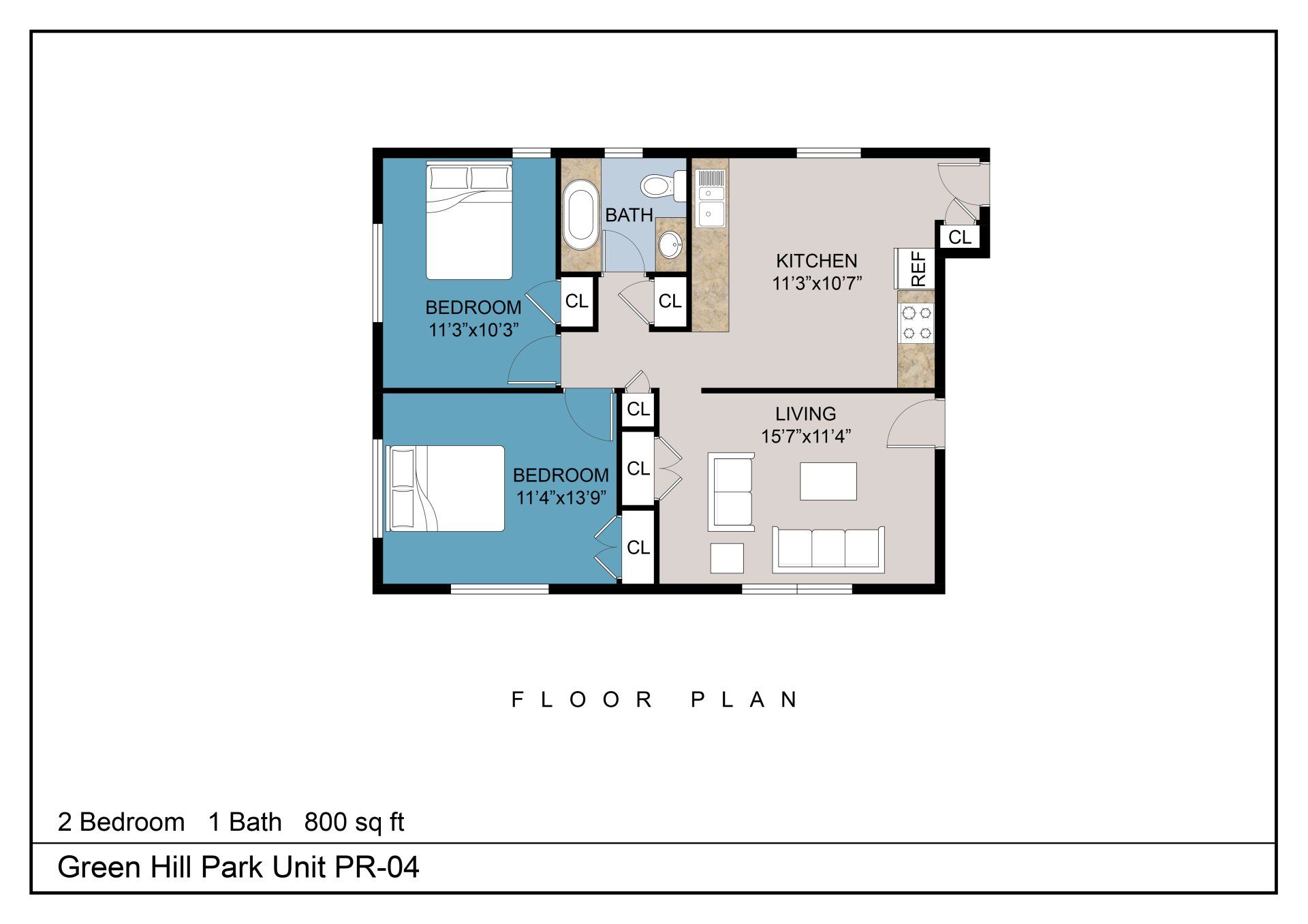 2 Bedroom floorplan